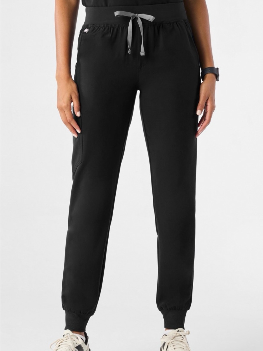 Figs Zamora Black Jogger Pants with Gray Drawstring